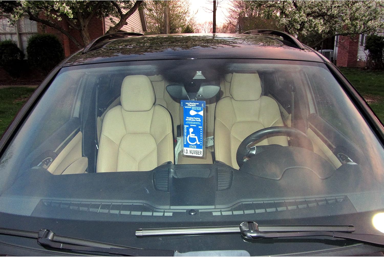 Mirortag™ Holder with Hook & Charm Options- Handicap Placard Holder. Easily Protect