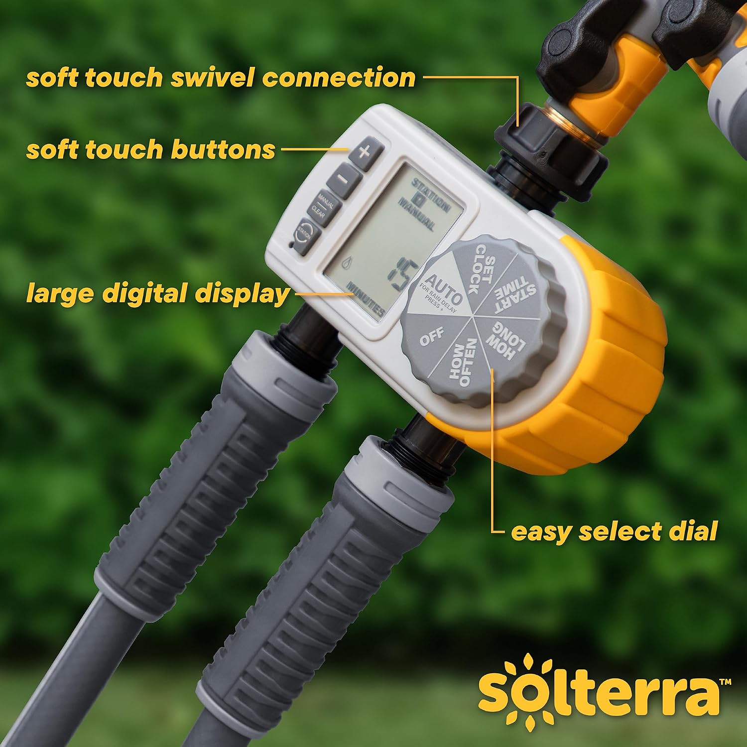 Solterra 28153 Single-Dial Two-Outlet Hose Timer, Gray