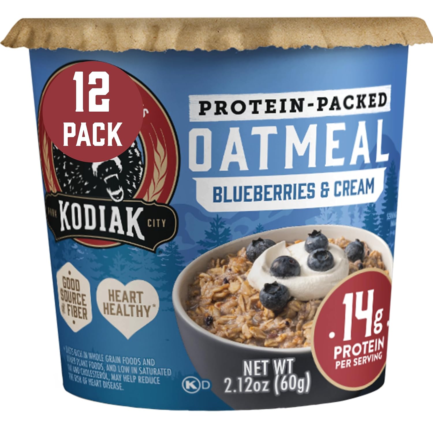 Kodiak Cakes Instant Protein Maple & Brown Sugar Oatmeal in a Cup, 2.12oz (Pack of 12)