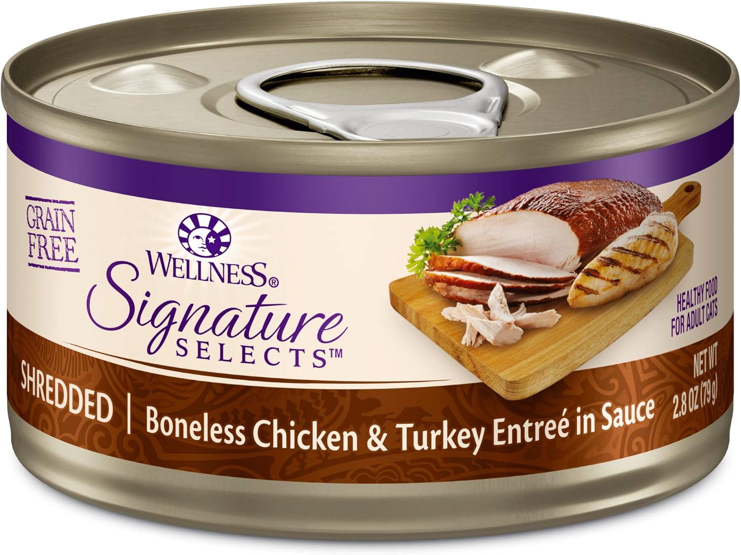 Wellness CORE Signature Selects Shredded Adult Canned Wet Cat Food, Natural, Protein Rich, Grain Free, Chicken Entrée Recipe, 2.8 oz, Pack of 12 Cans