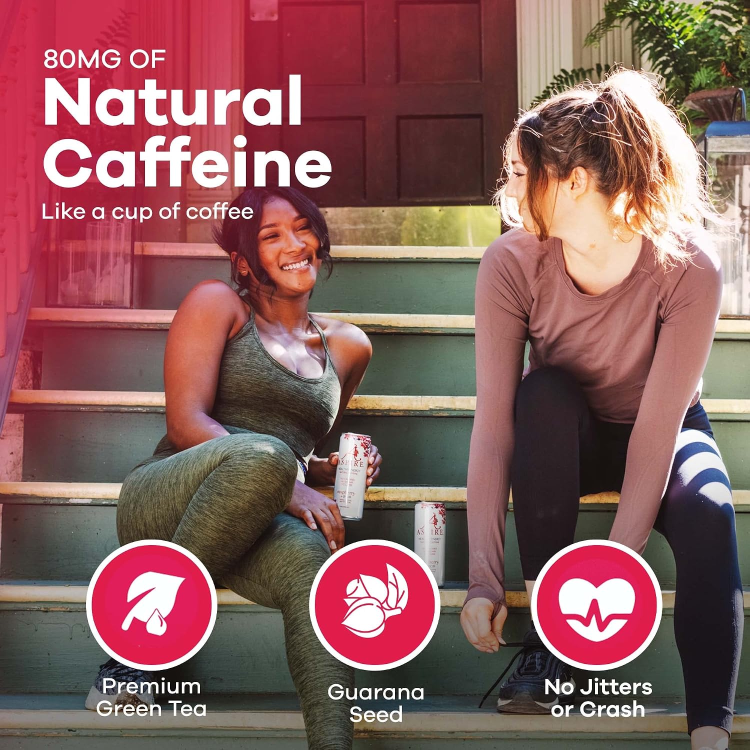 ASPIRE® Raspberry Acai, Healthy Energy Drink 80mg Natural Caffeine, Zero Sugar No Carbs Keto Friendly, 12 Pack Green Tea Sugar Free Drink Low Caffeine Zero Calorie