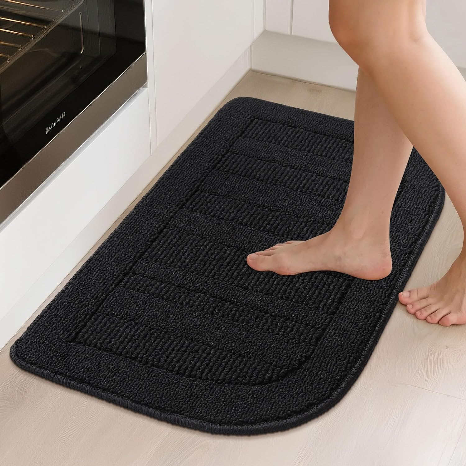 BEQHAUSE 30x18 Inch Kitchen Rugs Non Slip Washable Kitchen Sink Rug, Green