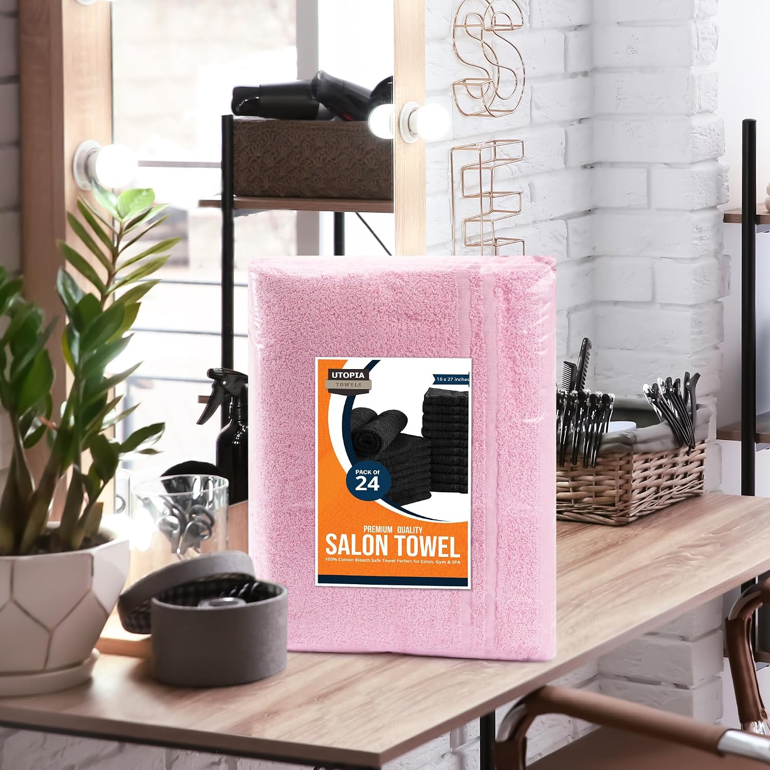 Utopia Towels Bleach Proof Salon Towels, Pack of 24, 16x27 in, Black | Bleach Safe 100% Cotton Salon Towels - Super Absorbent, Durable Ideal for Salon
