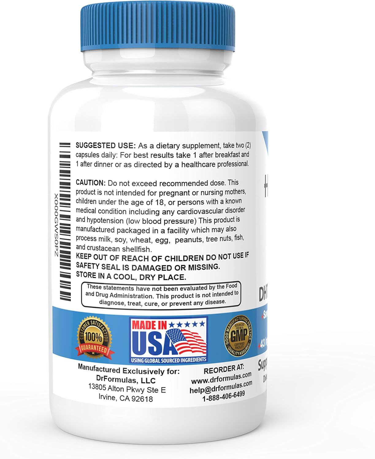 DrFormulas HairOmega DHT Blocker Biotin 5000 mcg Vitamins for Hair Growth Supplement | Hair Loss Pills for Women and Men, 30 Day Supply
