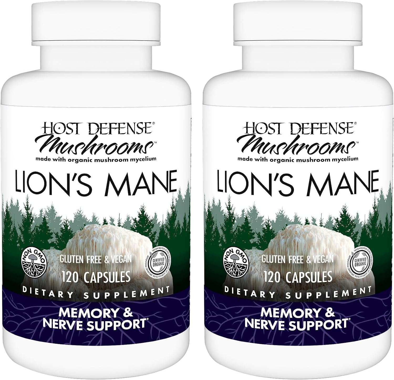 Host Defense Mushrooms Lion's Mane - Brain Health Support Supplement for Focus & Memory Function - Immune & Nervous System Support Supplement- 30 Capsules