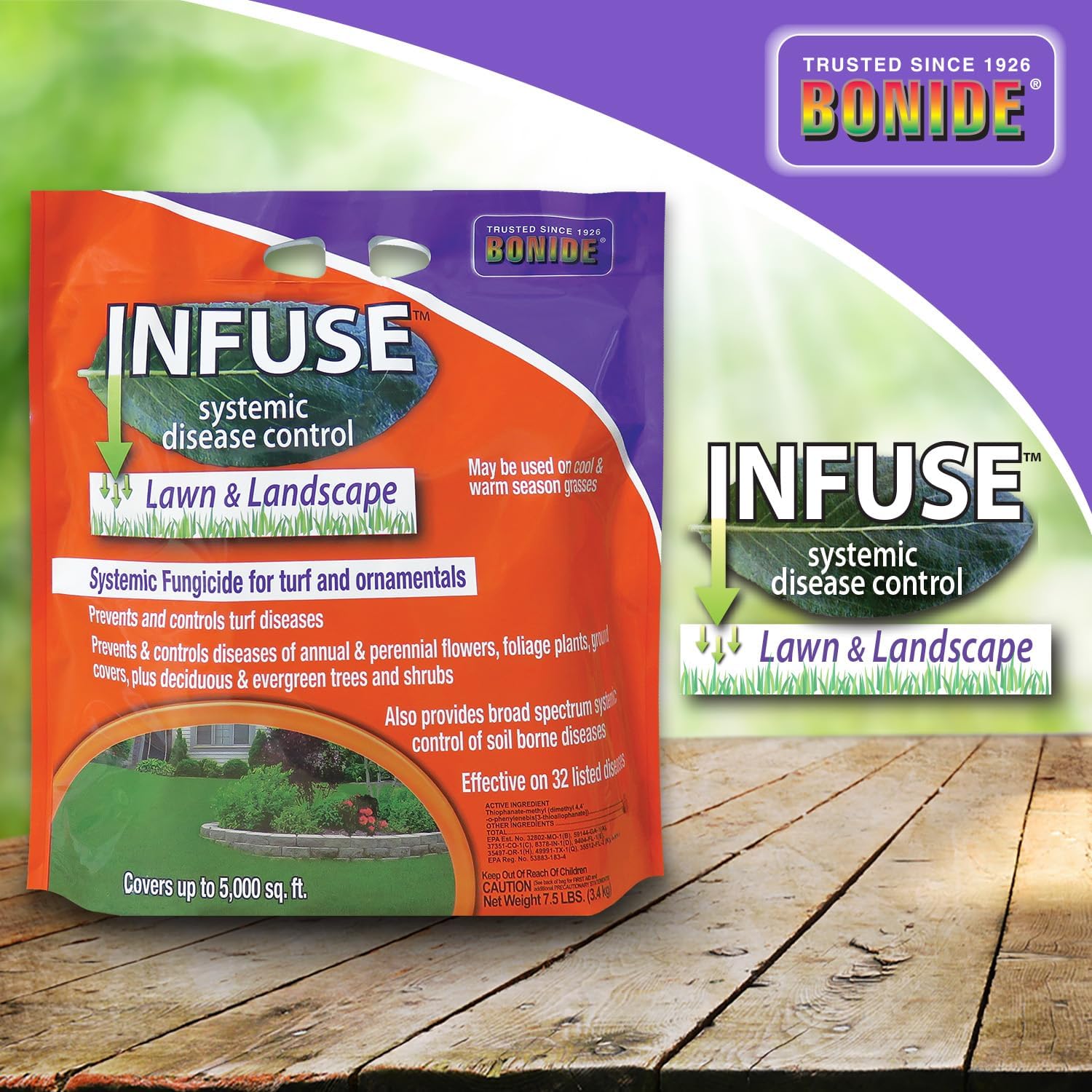 Bonide Infuse Lawn & Landscape Systemic Disease Control, 7.5 lb. | Ready-to-Use Granules, Fungicide for Turf & Ornamentals