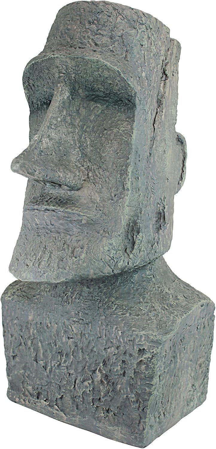 Design Toscano Easter Island Ahu Akivi Moai Monolith Garden Statue, Extra Large, 32 Inch, Cast Stone Resin, Grey Stone