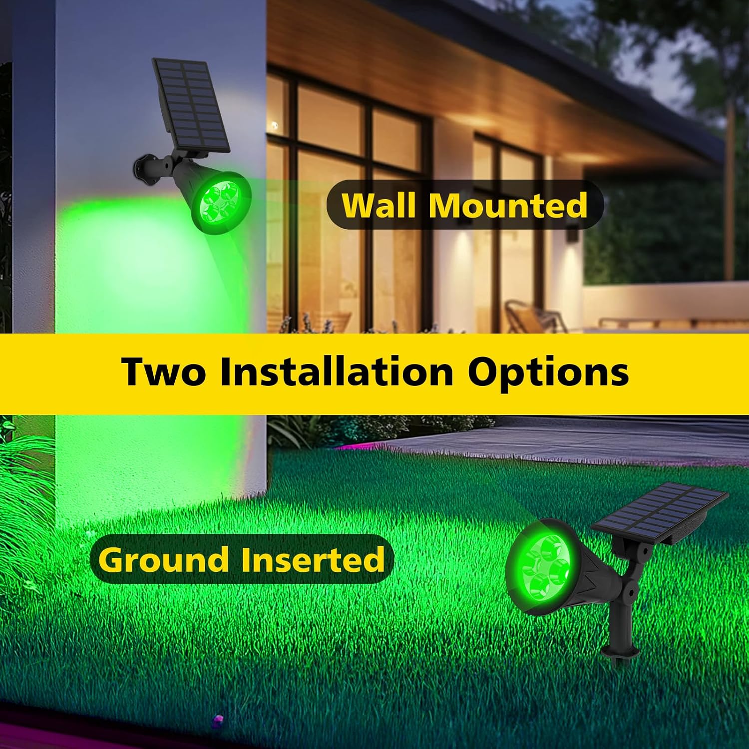 T-SUN Color Changing Solar Spot Lights Outdoor Waterproof, 7 LEDs, 2 Pack | 7 Color Changing Modes, IP65 Waterproof Dusk to Dawn Solar Uplights for Tree, Patio, Yard, Garden, Driveway, Pool Area