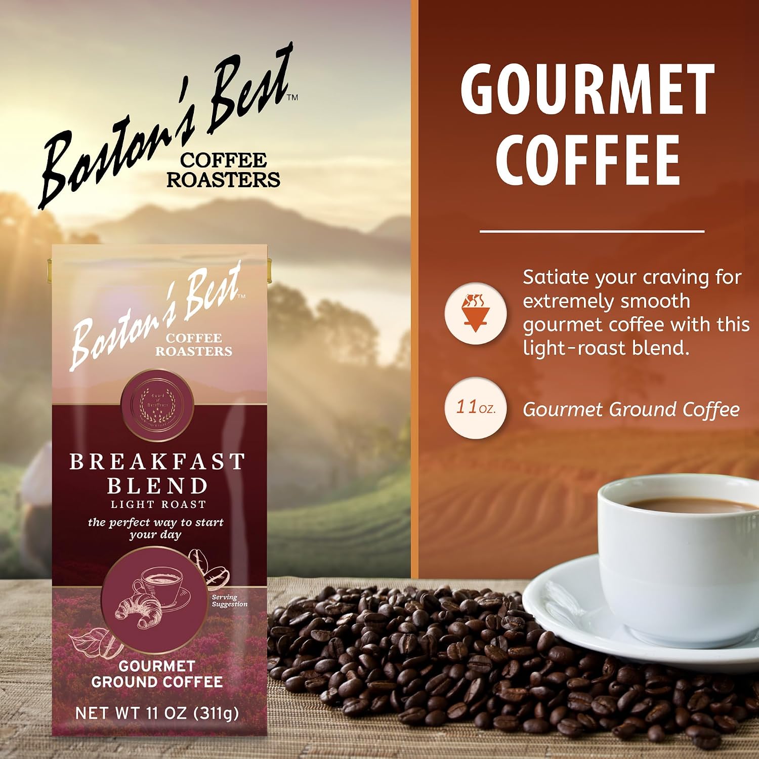 Boston’s Best Coffee - Fall-Inspired Pumpkin Spice Medium Roast Gourmet Delicious Flavored Coffee, Premium Ground - 11 oz. / 311 g Bag