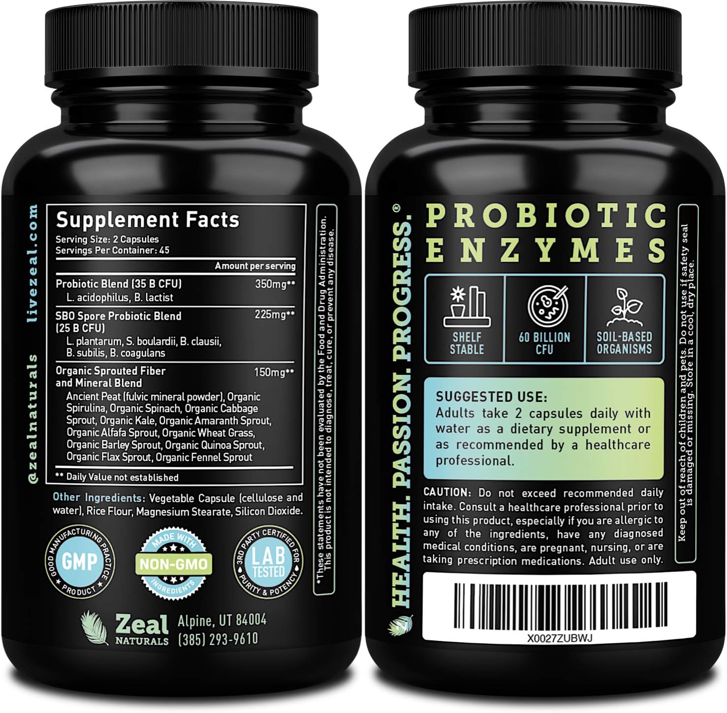 Probiotics and Prebiotics + SBO Probiotics (60 Billion CFU | 90 Capsules) Acidophilus Probiotic w. Saccharomyces Boulardii