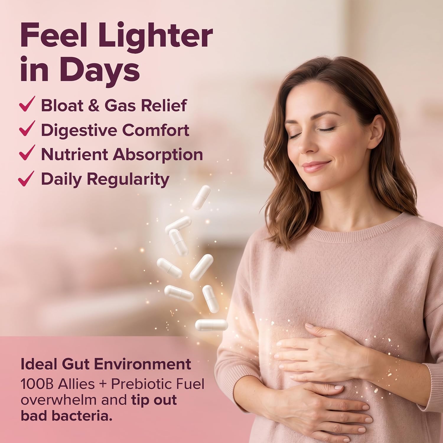 Wholesome Wellness Dr. Formulated Raw Probiotics for Women 100 Billion CFUs Capsules with Prebiotics, Digestive Enzymes, Approved for Adults