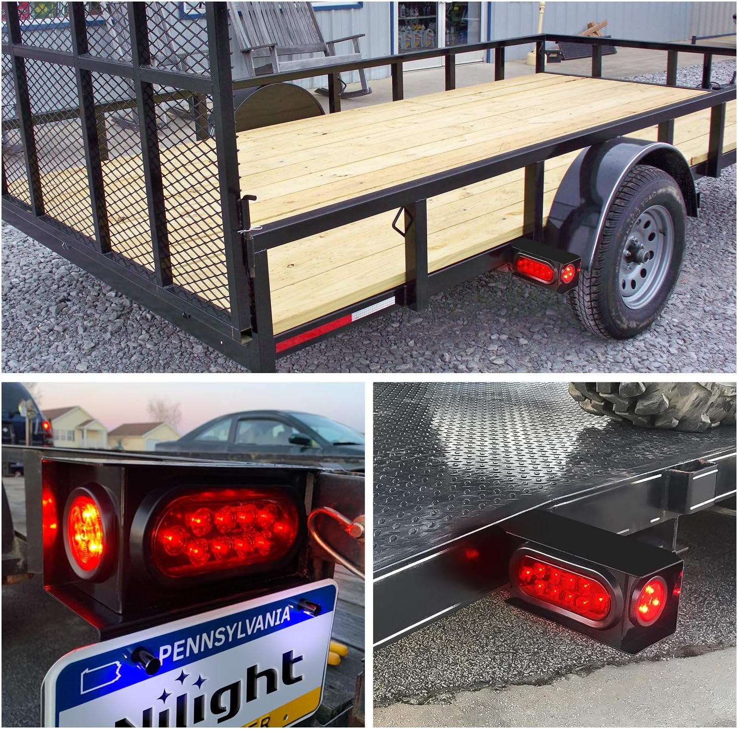Nilight Steel Weld-On Trailer Light Box Kit with 6 Inch Oval LED Tail Light