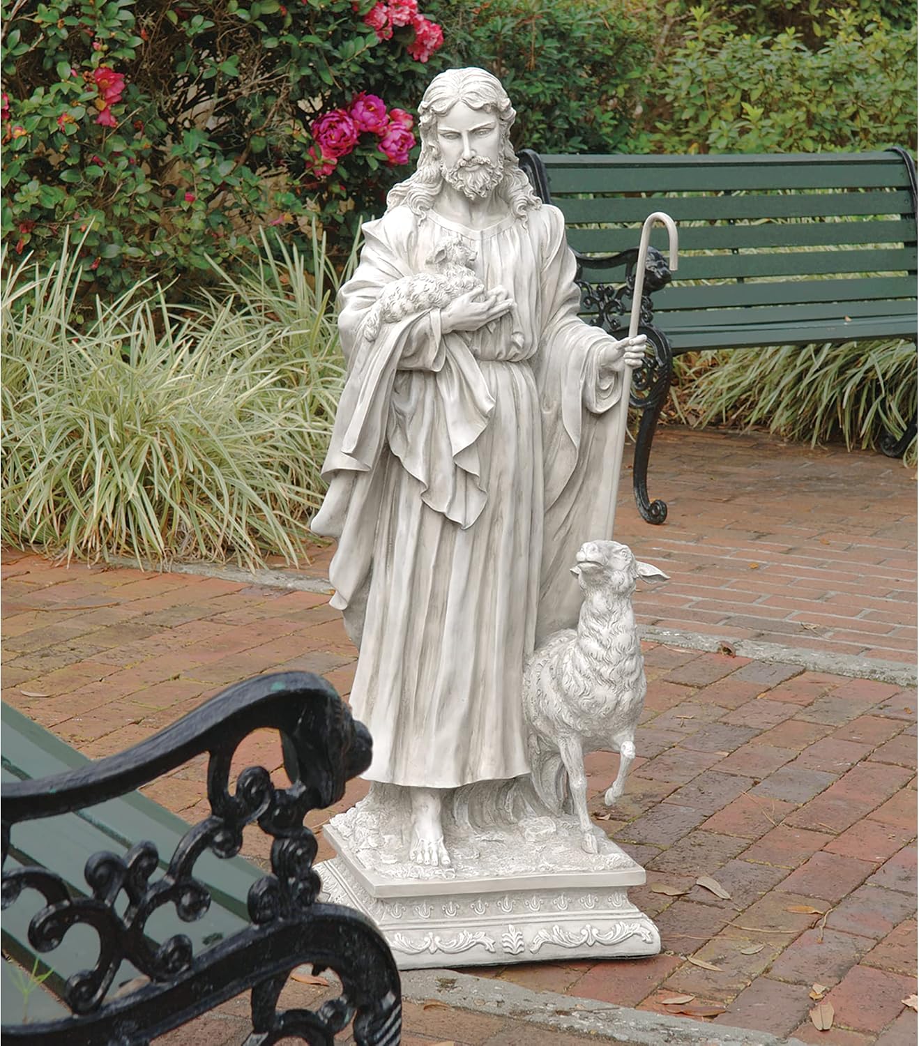 Design Toscano Anne with Young Mother Mary Holy Religious Garden Statue, 12 inches wide, 21 inches tall, Cast Stone Resin, Antique Stone Finish