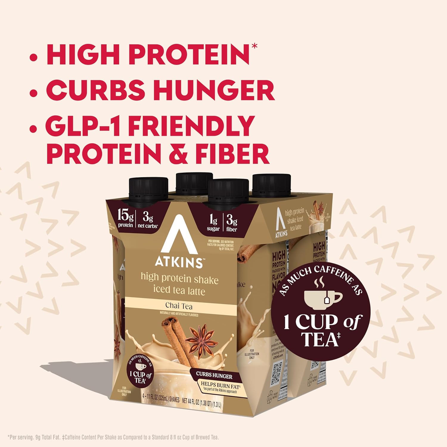 Atkins Café au Lait Iced Coffee Flavored High Protein Shake, Low Sugar and Low Carb, Keto Friendly, Ready to Drink Protein Drink, Gluten Free