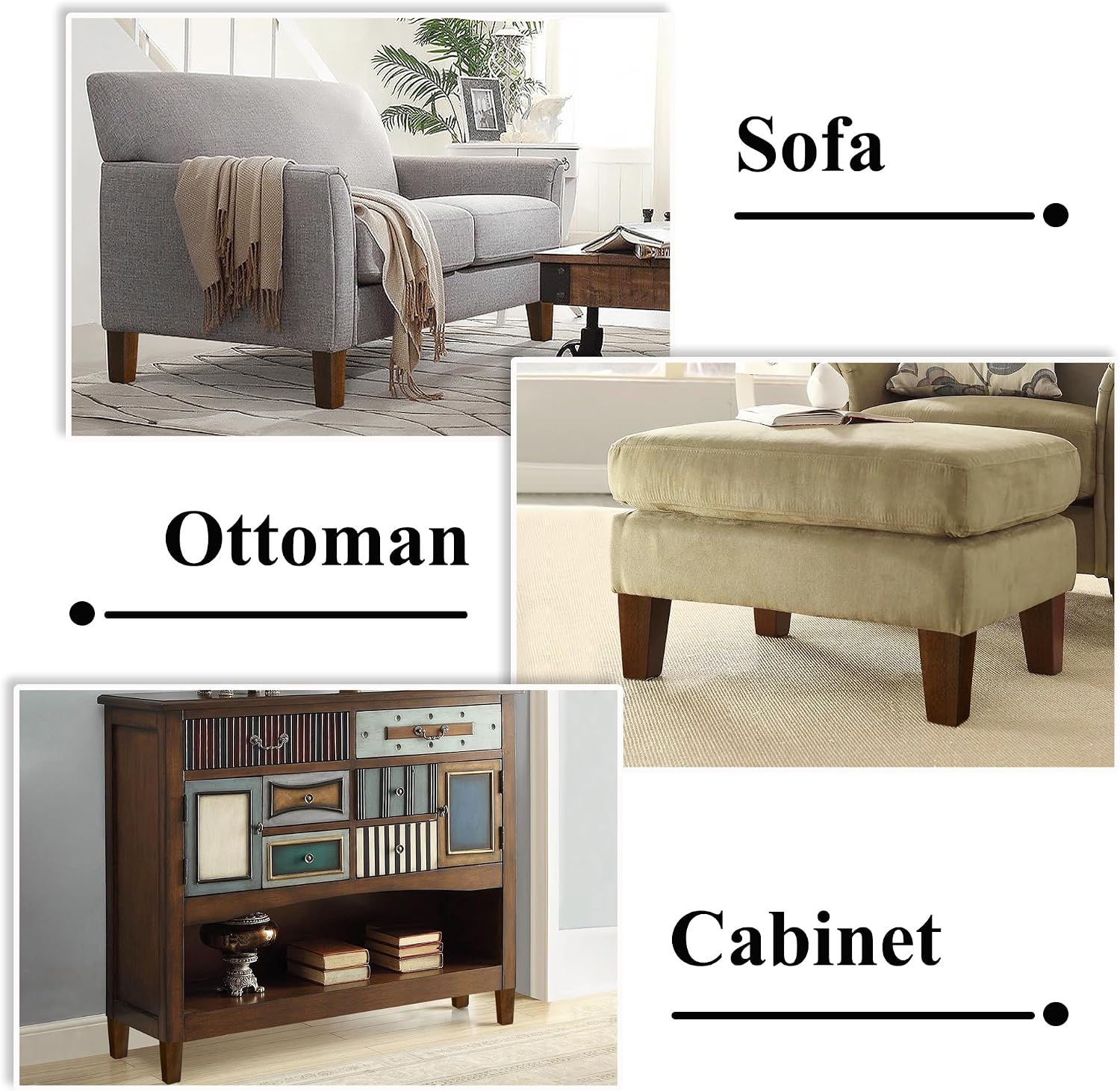 Sofa Legs Square Bed Feet 2 inch Wood Replacement Leg for Furniture Set of 4, Dark Brown