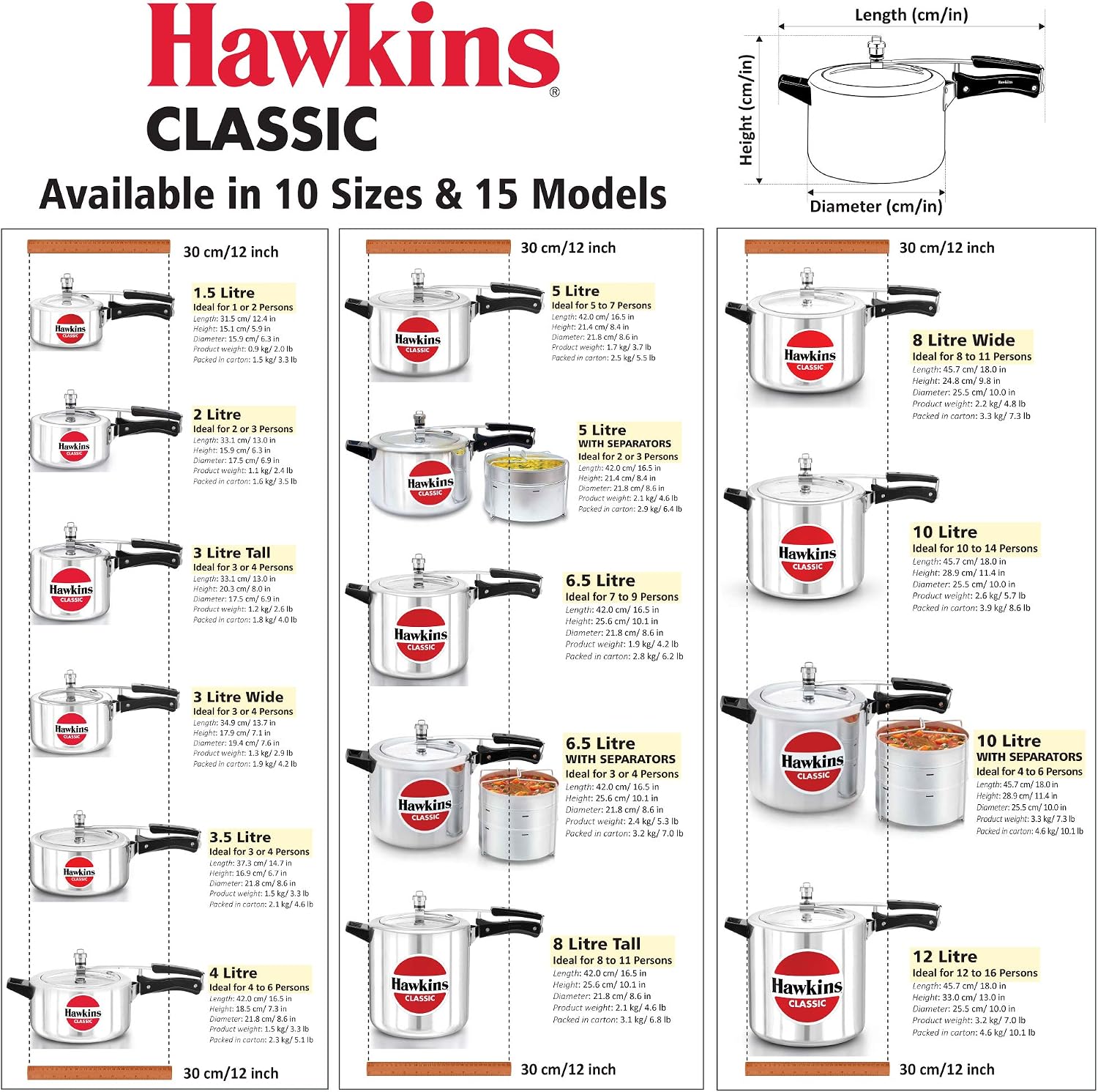 Hawkins Classic Aluminum 6.5 Litre Pressure Cooker