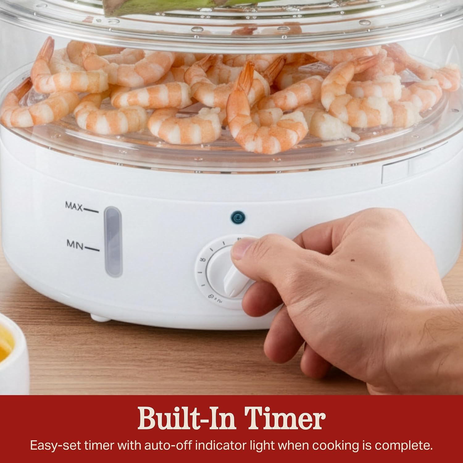 Classic Cuisine 2-Tier Vegetable Steamer and Rice Cooker, 120V 60Hz 800W | 6.3 Quart Electric Steamer for Cooking Healthy Fish, Eggs, Vegetables, Rice