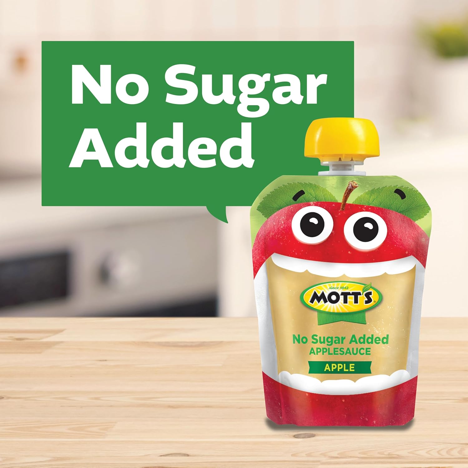 Mott's No Sugar Added Strawberry Applesauce, 3.2 Oz Clear Pouches, 48 Count (4 Packs Of 12), Good Source Of Vitamin C, No Artificial Flavors