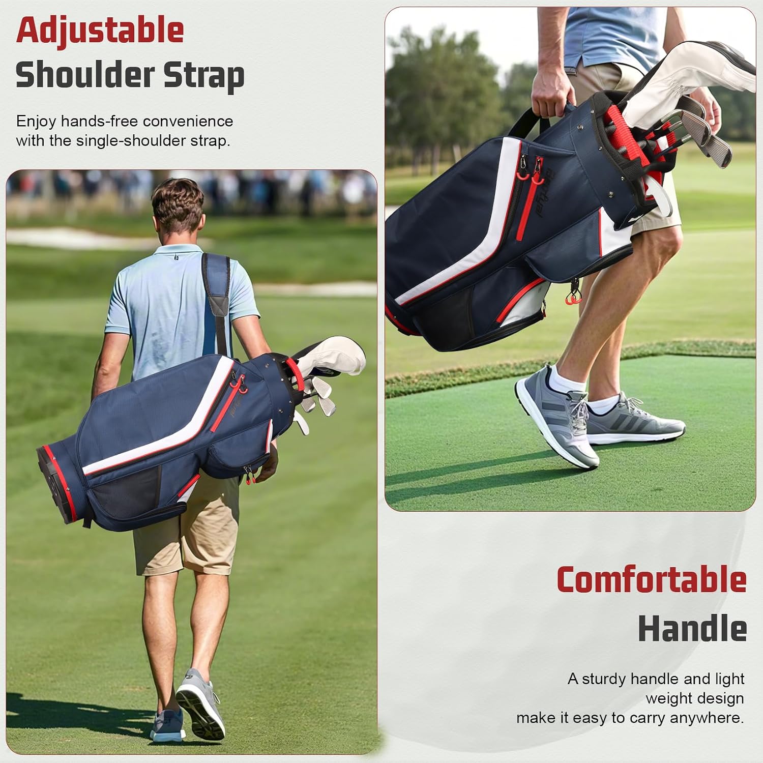 15-Way Golf Cart Bag, Lightweight Golf Club Bag for Men with Cooler | 15 Separate Compartments Easy Club Access Multiple Storage Pockets Cart Strap Channel Beverage Storage and Carry Handles