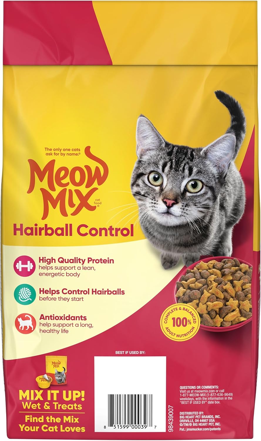 Meow Mix Hairball Control Dry Cat Food, 6.3 Pound Bag