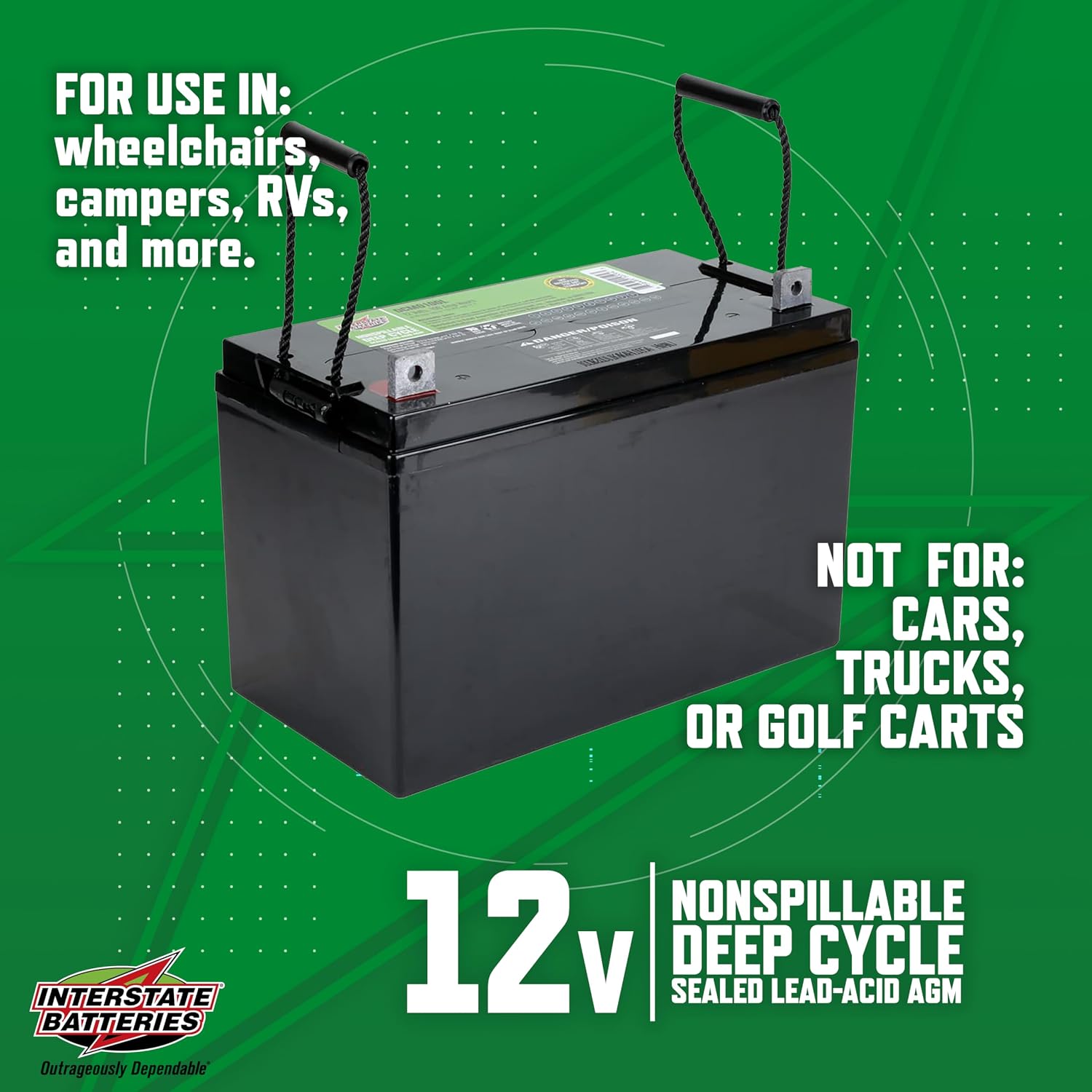 Interstate Batteries 12V 35Ah SLA AGM Deep Cycle Battery Insert Terminal
