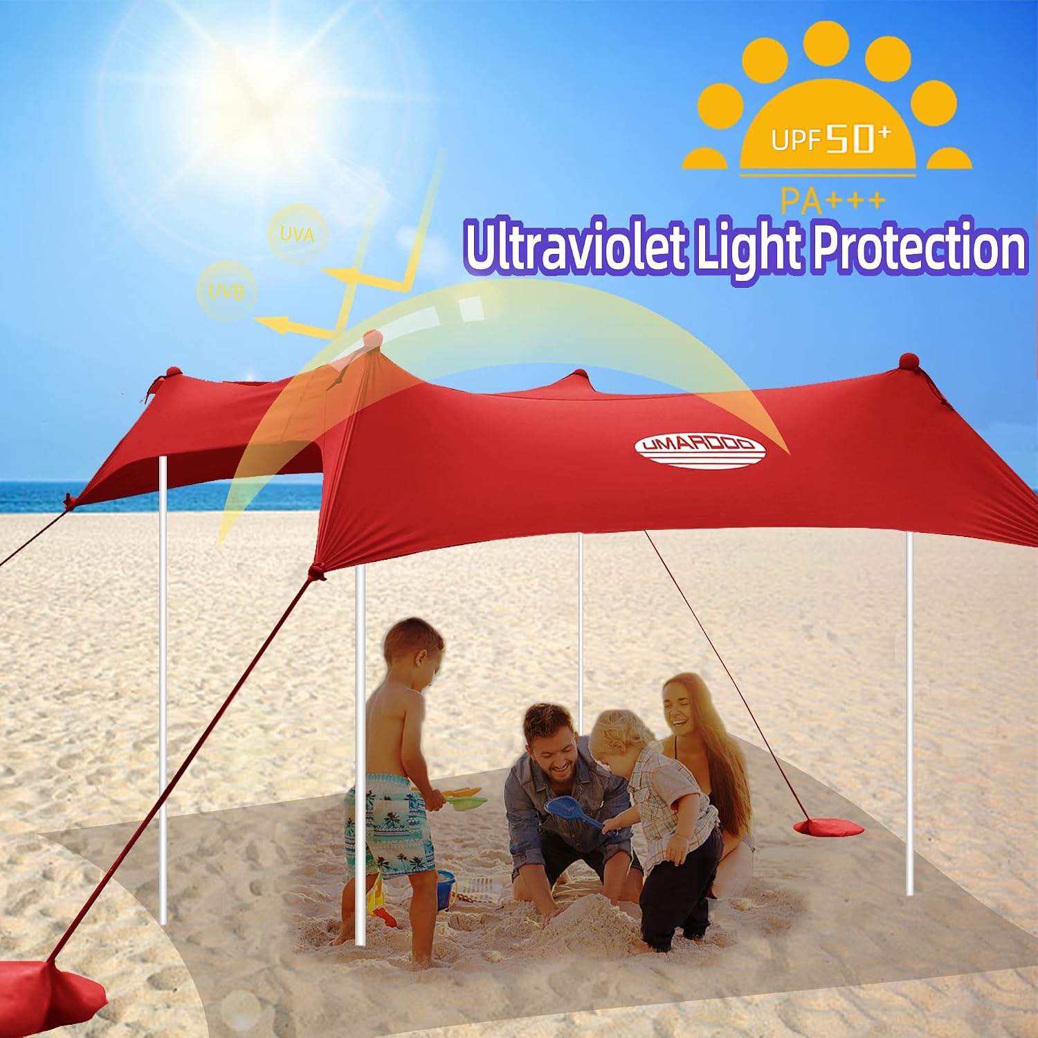 UMARDOO Family Beach Tent Canopy Sun Shade Portable 10×10FT