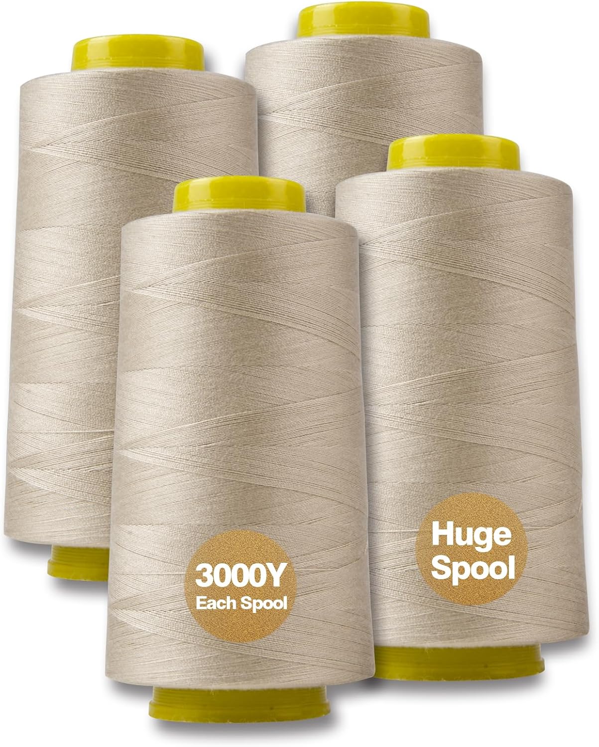 Black Serger Thread, All-Purpose Thread for Sewing, Polyester, 4 Cones of 3000 Yards Each Spool for Sewing Machine
