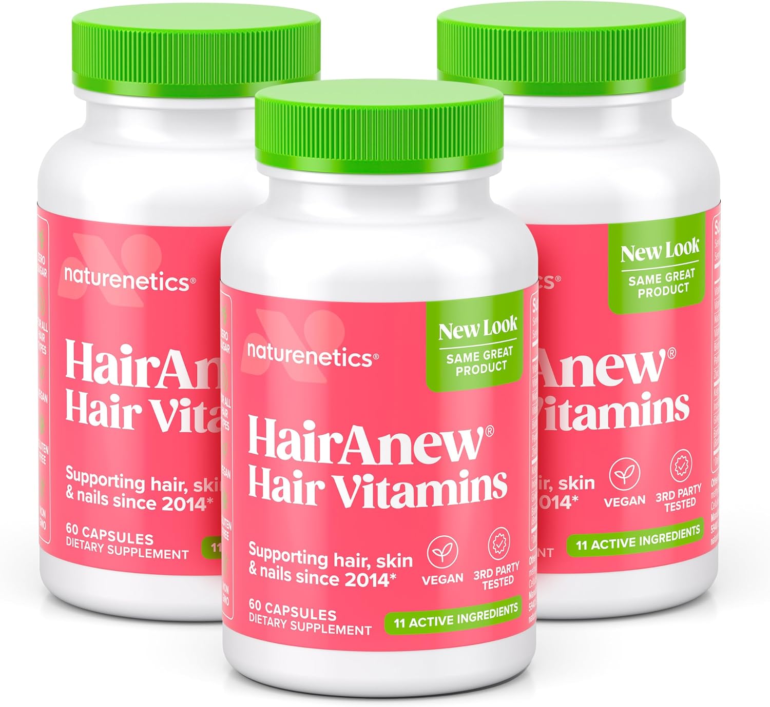 Hair Growth Vitamins for Women & Men - 5000mcg Biotin, 11 Ingredients | Vegan blend with keratin-building nutrients for thicker, fuller hair, plus skin and nail support, 60 capsules