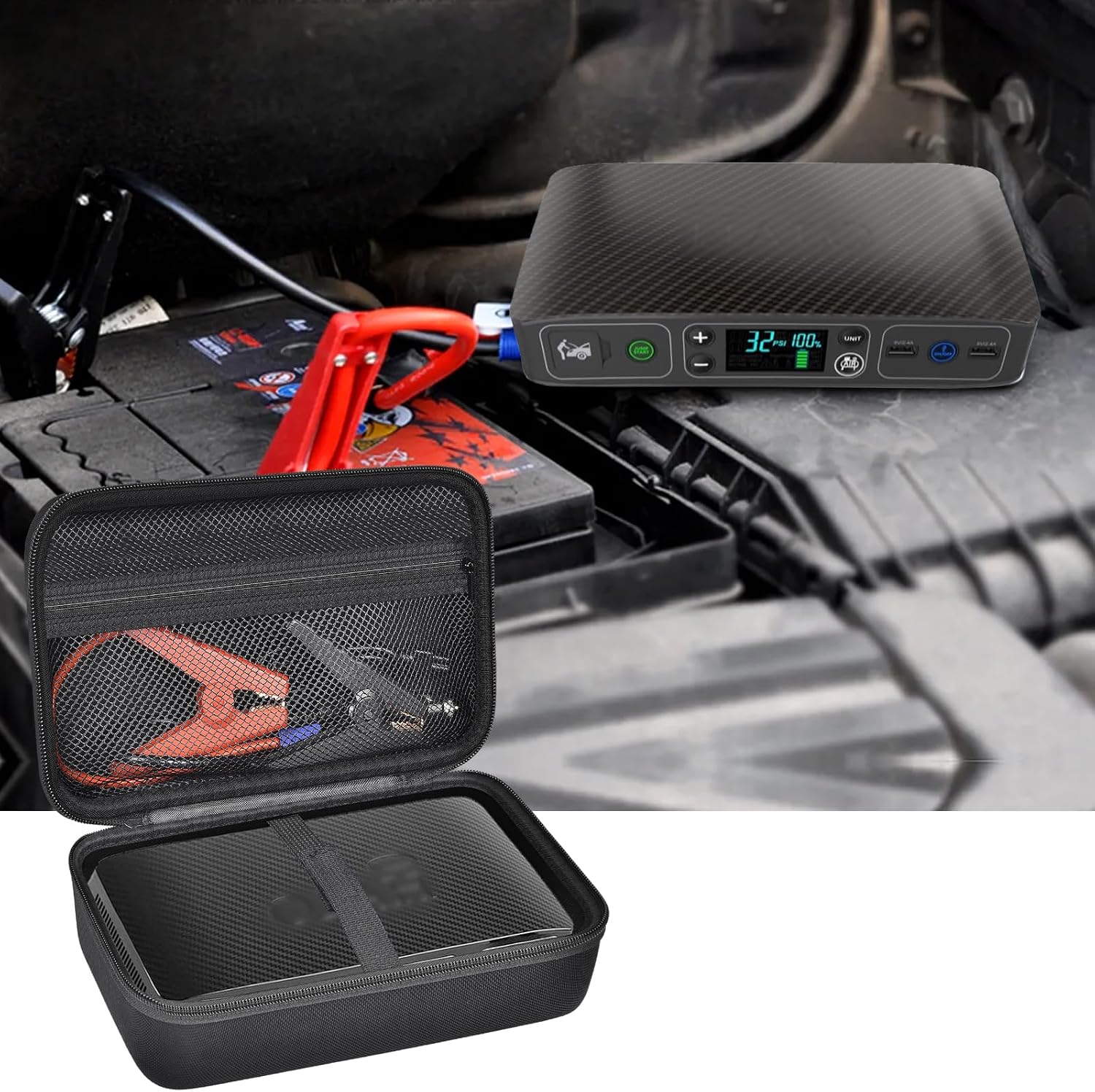 ANKHOH Hard Case Compatible with Halo Bolt Air 58830 mWh/Bolt 58830/57720 / ACDC Max 55500, Portable Car Jump Starter and Air Compressor Storage Bag