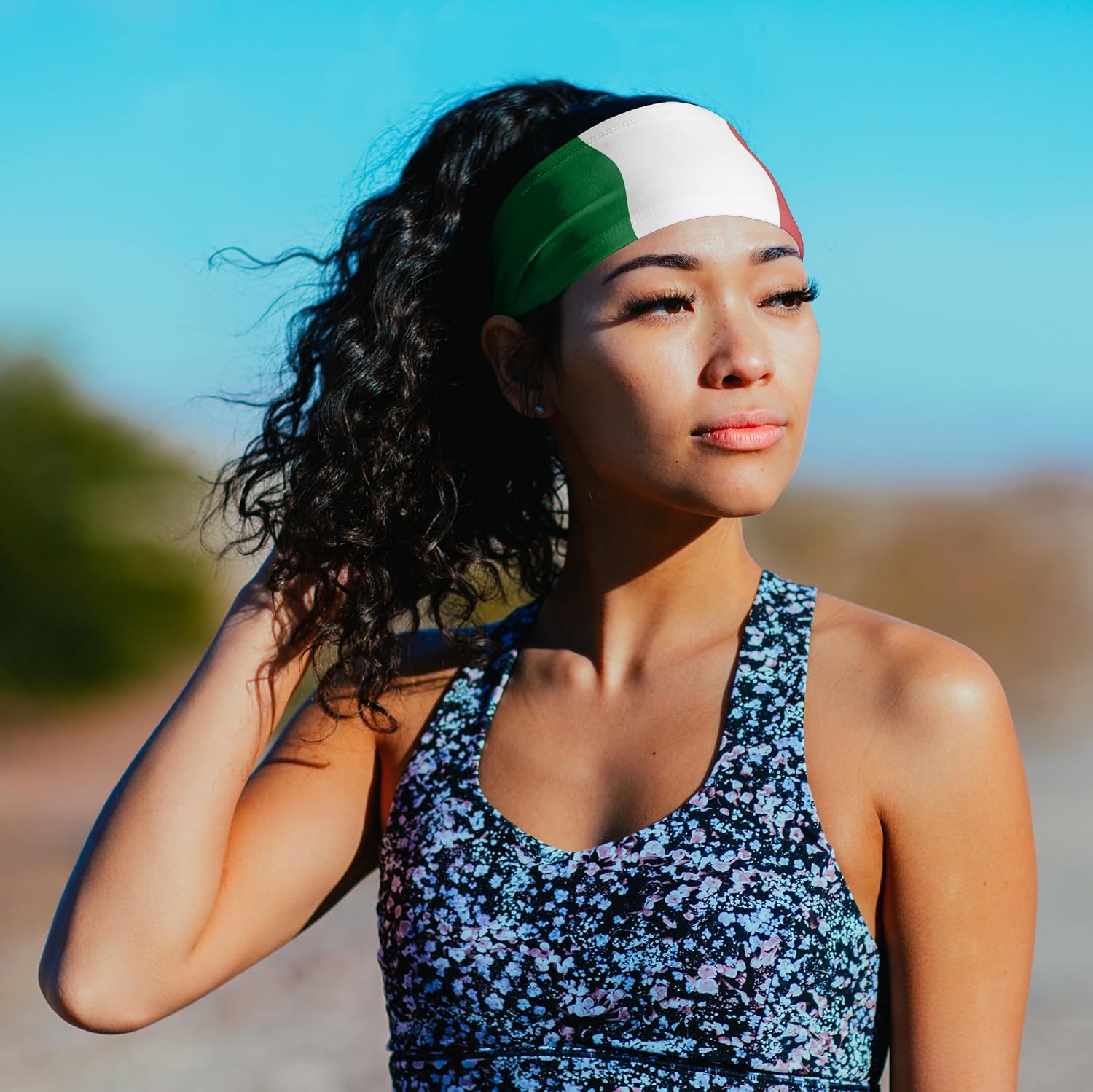 Suddora Country Flag Headbands, Wide National Flag Headbands for Sports Events, Non-Slip Fabric Sweatbands for Soccer, Tennis, Workout, Costume