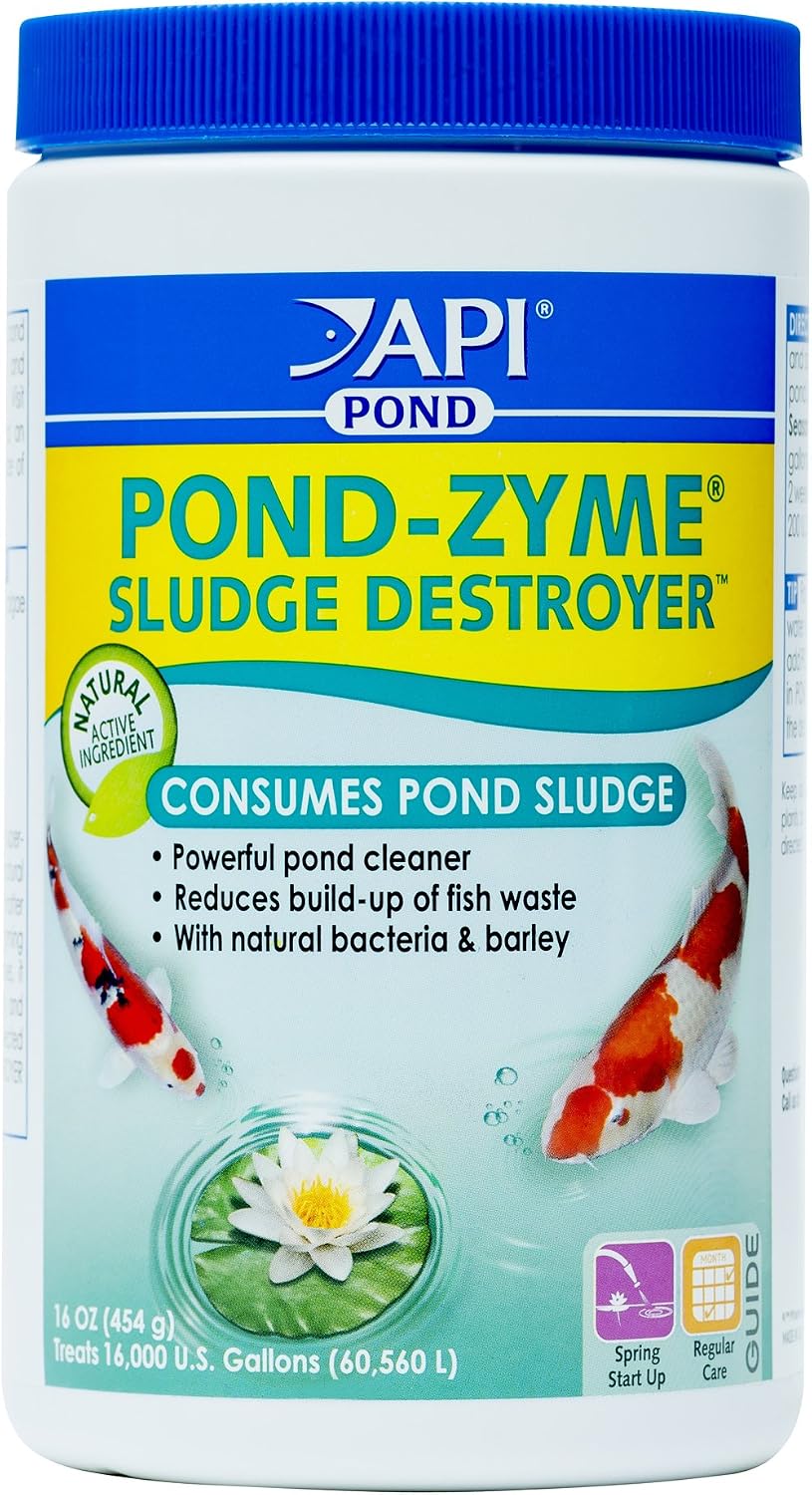 API POND-ZYME SLUDGE DESTROYER (1 Pound) Pond Cleaner with Natural Pond Bacteria - Up to 16,000 Gallons - Reduces Fish Waste Buildup - Consumes Muck & Sludge - Spring Start Up & Regular Care