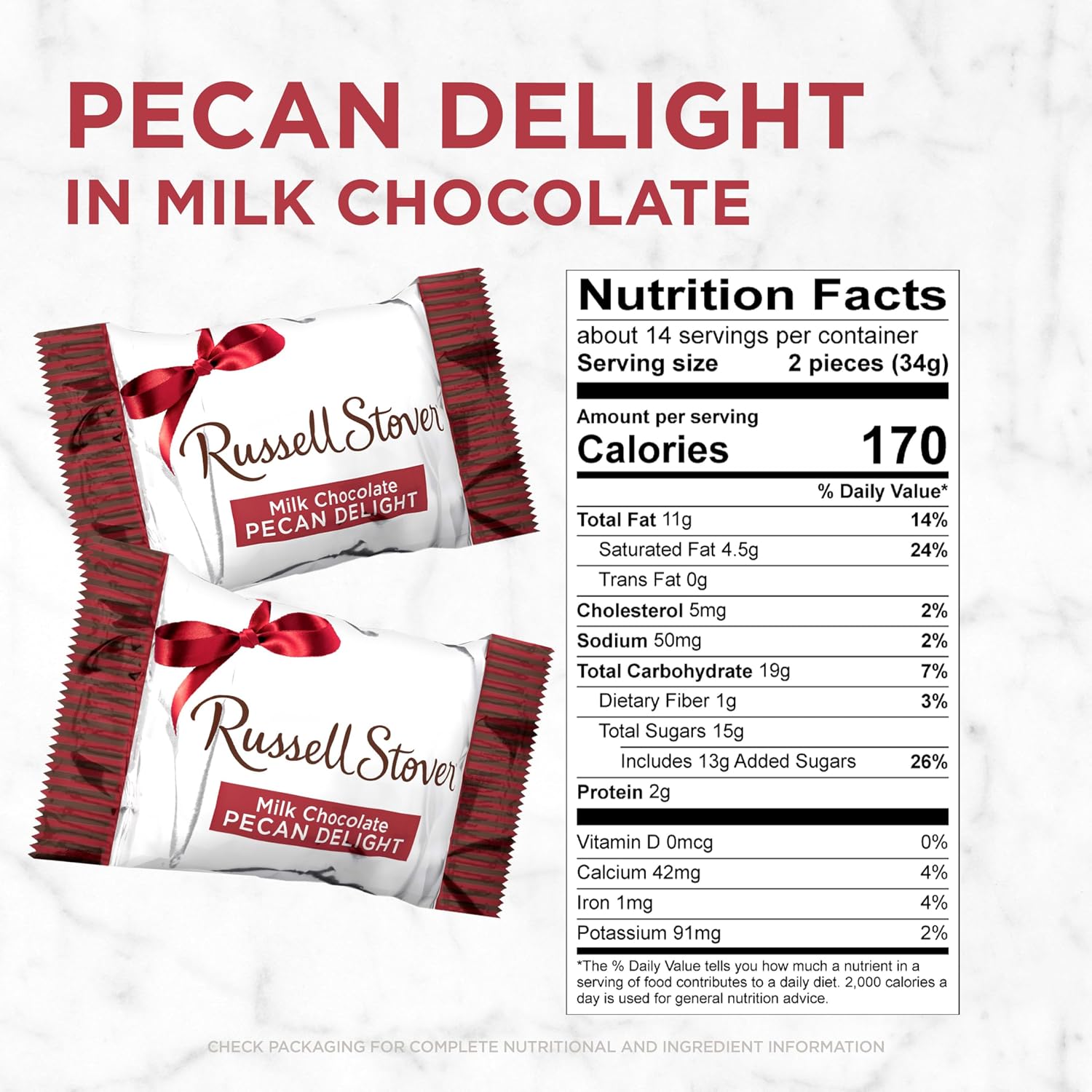 Russell Stover Pecan Delight Gusset Bag 16.10 Ounce Russel Stover Milk Chocolate Covered Candy Pack, Crunchy Pecans and Buttery Caramel Covered In Sweet Milk Chocolate Candy, Individually Wrapped | Individually Wrapped Pieces, Crunchy Pecans, Buttery Car…