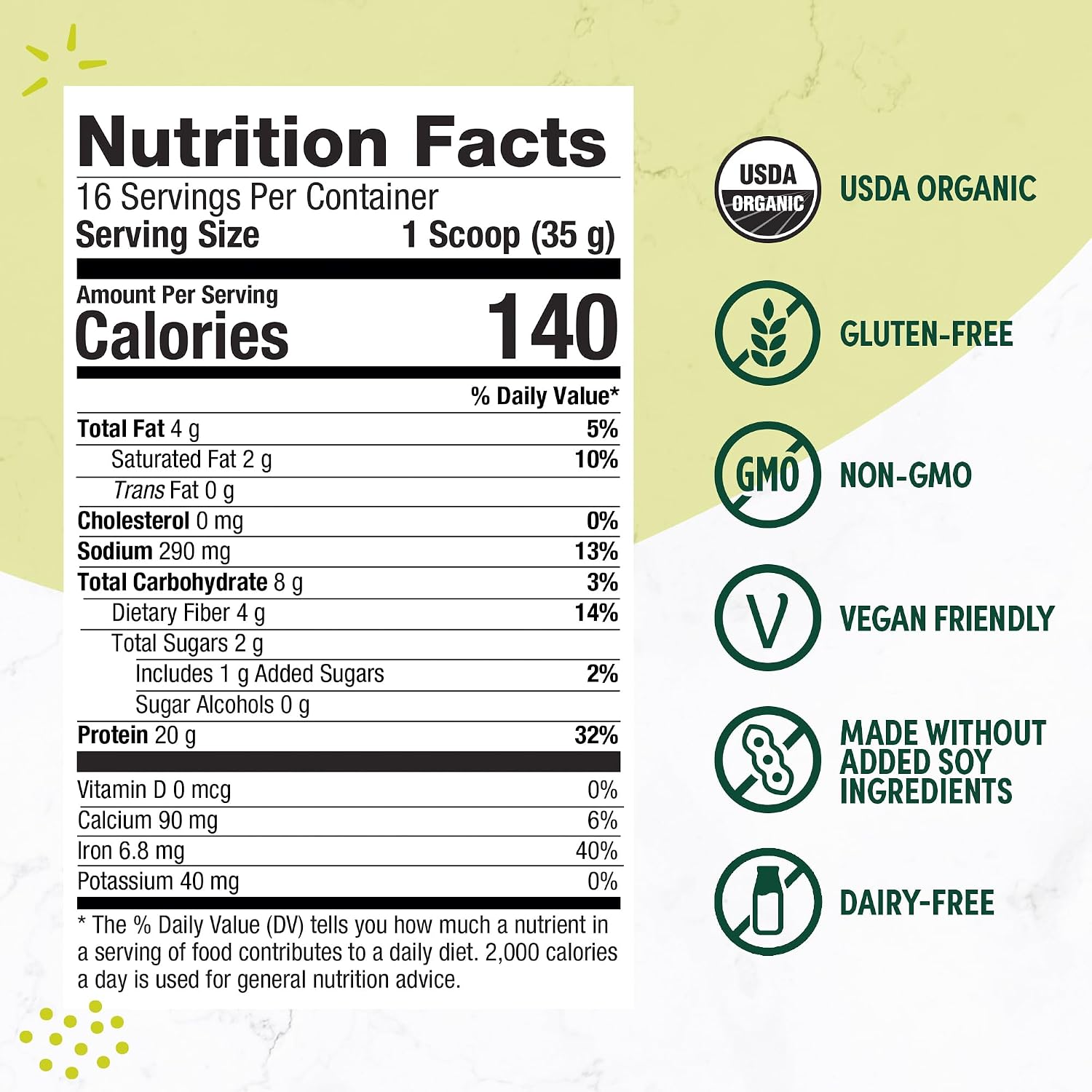 Purely Inspired Plant-Based Protein Powder for Men & Women, Rich Decadent Chocolate (16 Servings) - Vegan & Organic - 20g of Pea Protein Powder for Smoothies & Shakes - Dairy-Free, & Gluten-Free