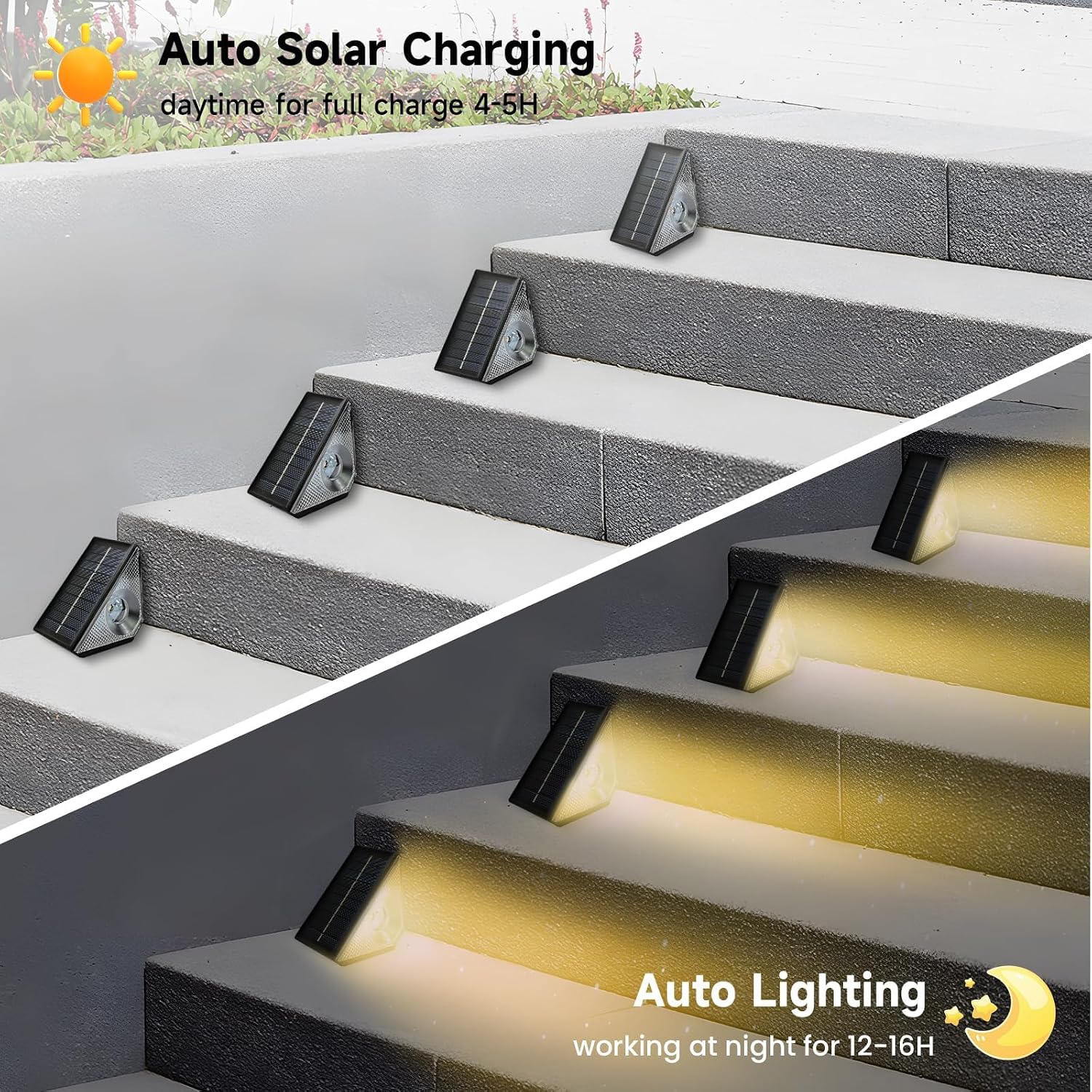 Solar Deck Lights Outdoor - 8 Pack Solar Step Light CIYOYO Waterproof Fence Lights for Patio Stairs Post Pathway Porch Driveway Yard Garden Decor