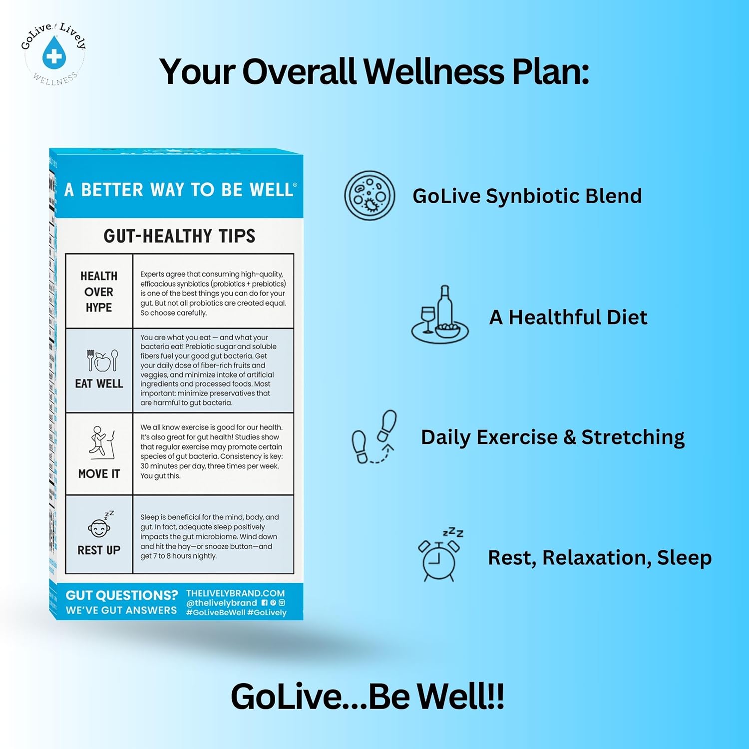 GoLive Prebiotic & Probiotic for Women, Men, Kids. Flavor-Free, Sugar-Free, Synbiotic Powder w/ GOS, L-Glutamine, Vitamin D3, Electrolytes. For Gut Health, Digestion, Metabolism, Immunity 15-50B CFUs. | Flavor-Free, Sugar-Free, All-Natural Ingredients, C…