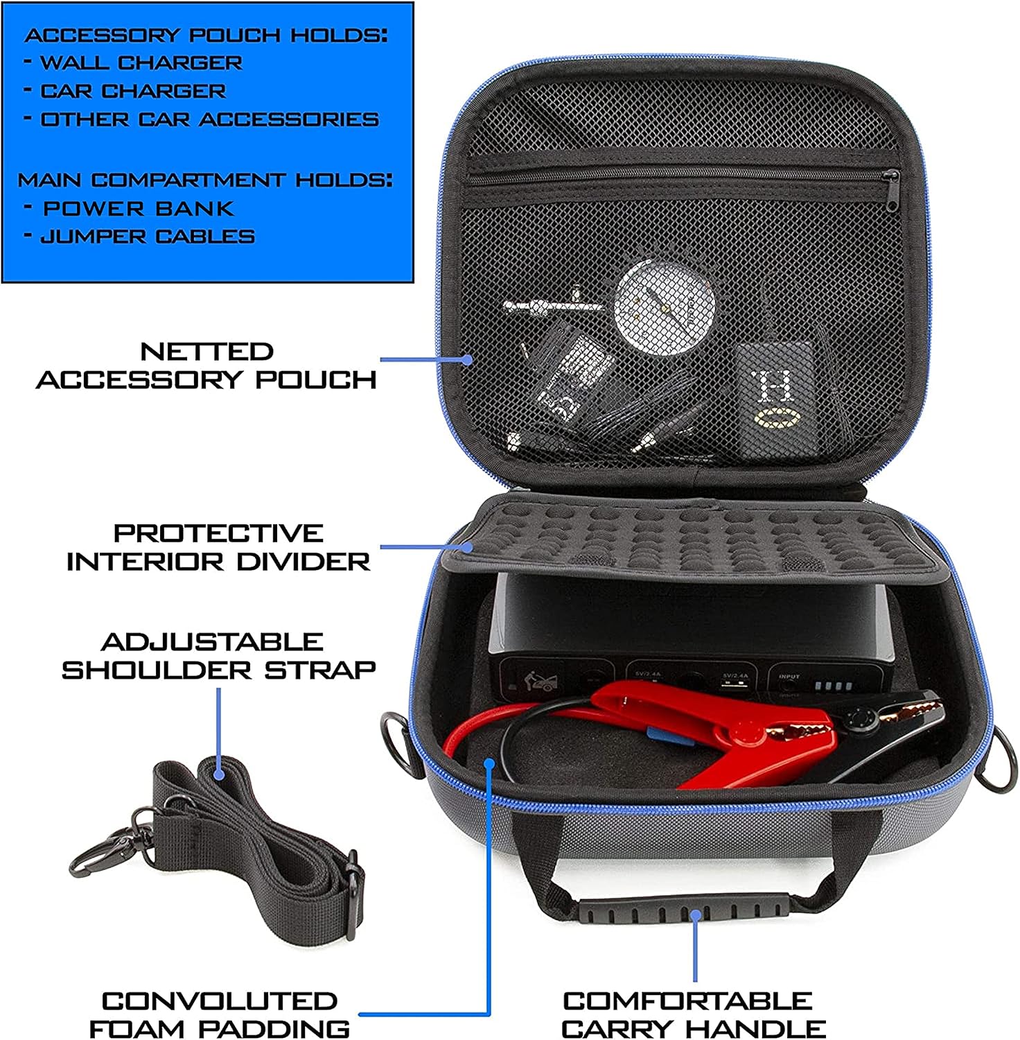 CASEMATIX Portable Battery Bank Travel Case Compatible with Halo Bolt 58830 mWh Laptop Charger and Accessories - Holds Charger Laptop Power Bank