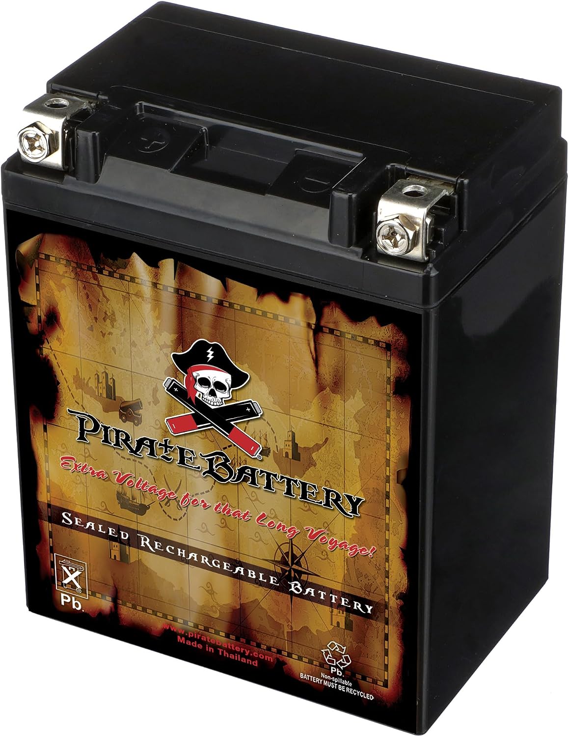 Pirate Battery YTX20HL-BS 310 CCA Maintenance-Free 12V 19Ah Battery Replacement for ATV, Harley Davidson Motorcycle, Jet Skis, Scooter, UTV, and More - Nut and Bolt (T3) Terminal