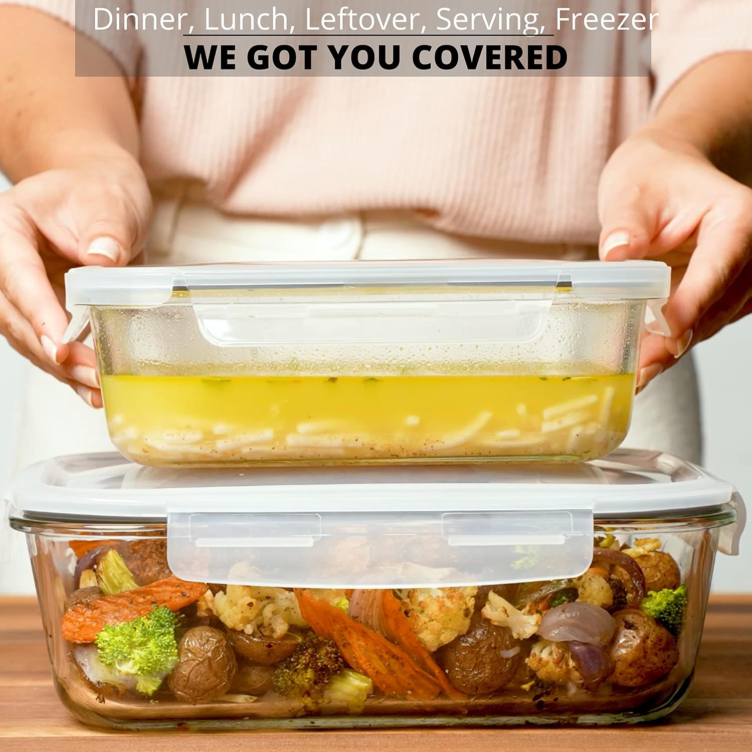Razab 4 Pc (2700ML/ 91 Oz & 1520ML/ 51 Oz) Airtight Large Glass Food Storage Containers with Lids - BPA Free