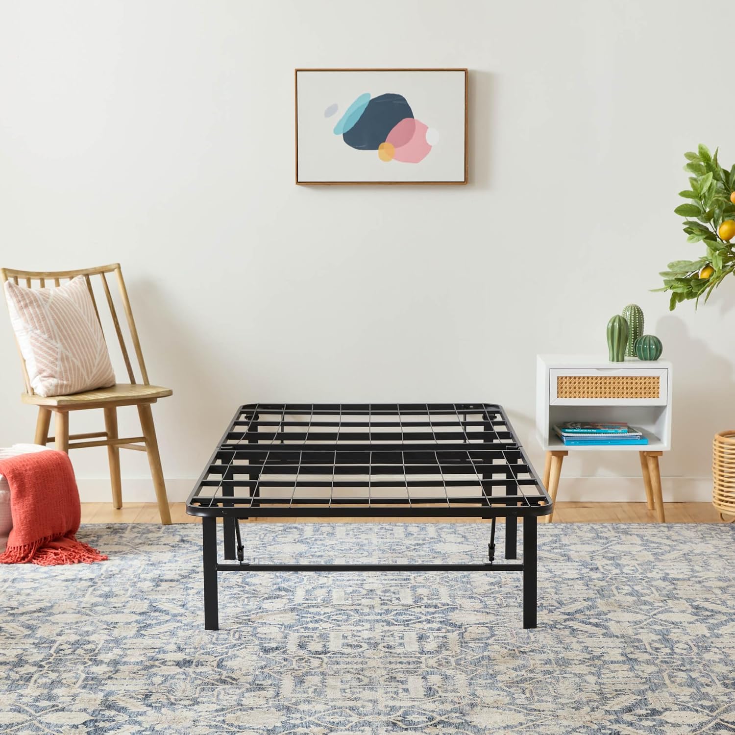 Linenspa Folding Metal Platform Bed Frame - Easy Assembly - Sturdy Steel - No Box Spring Needed - Underbed Storage - Mattress Foundation - 14" High