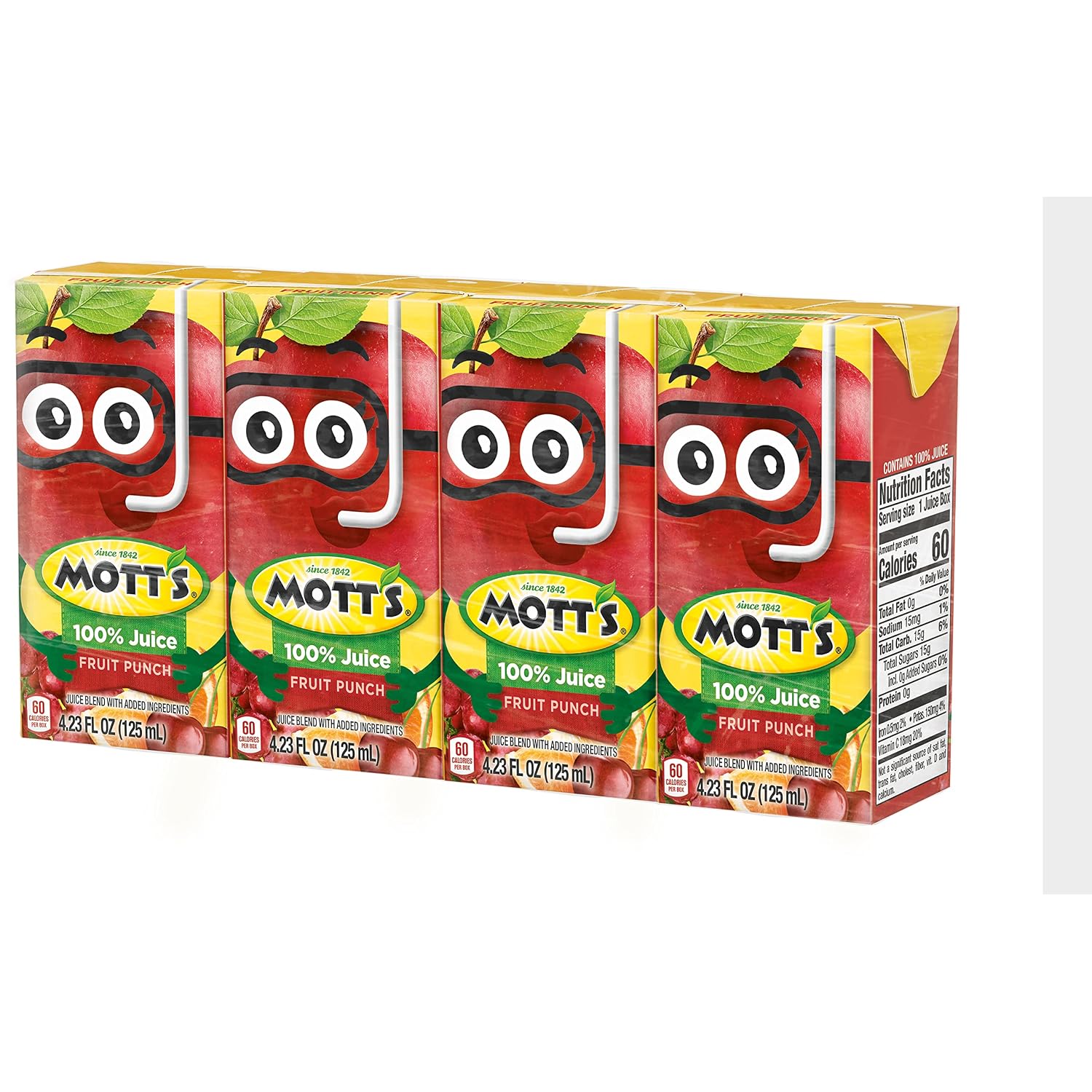 Mott's 100% Original Apple Juice, 6.75 Fl Oz Boxes, 32 Count (4 Packs Of 8), 2 Servings Of Fruit, 100% Fruit Juice, Gluten-free, Caffeine-free, Kosher, Contains No Artificial Colors Or Sweeteners