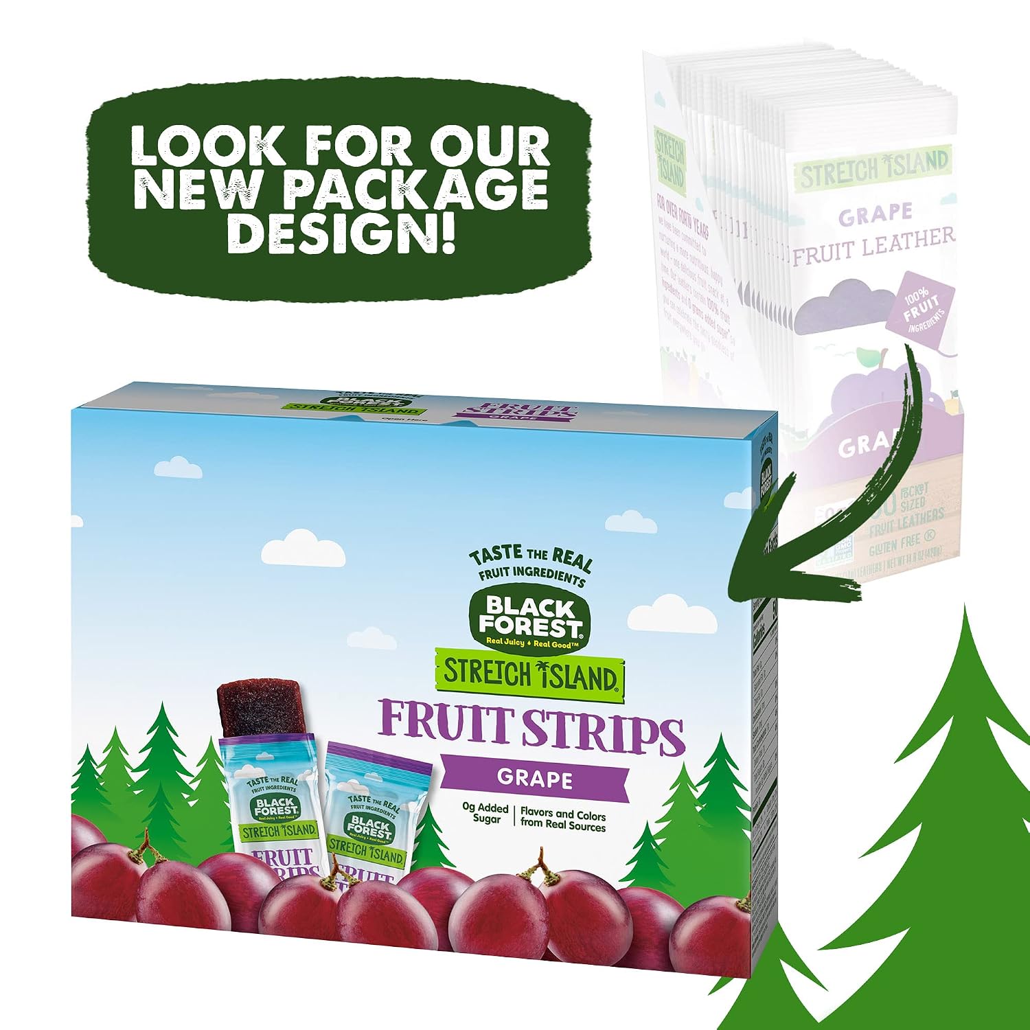 Black Forest, Stretch Island, Fruit Strips, Cherry, Apple, Raspberry, Grape, Strawberry, and Apricot, Zero Grams Added Sugar Non-GMO, 48 ct