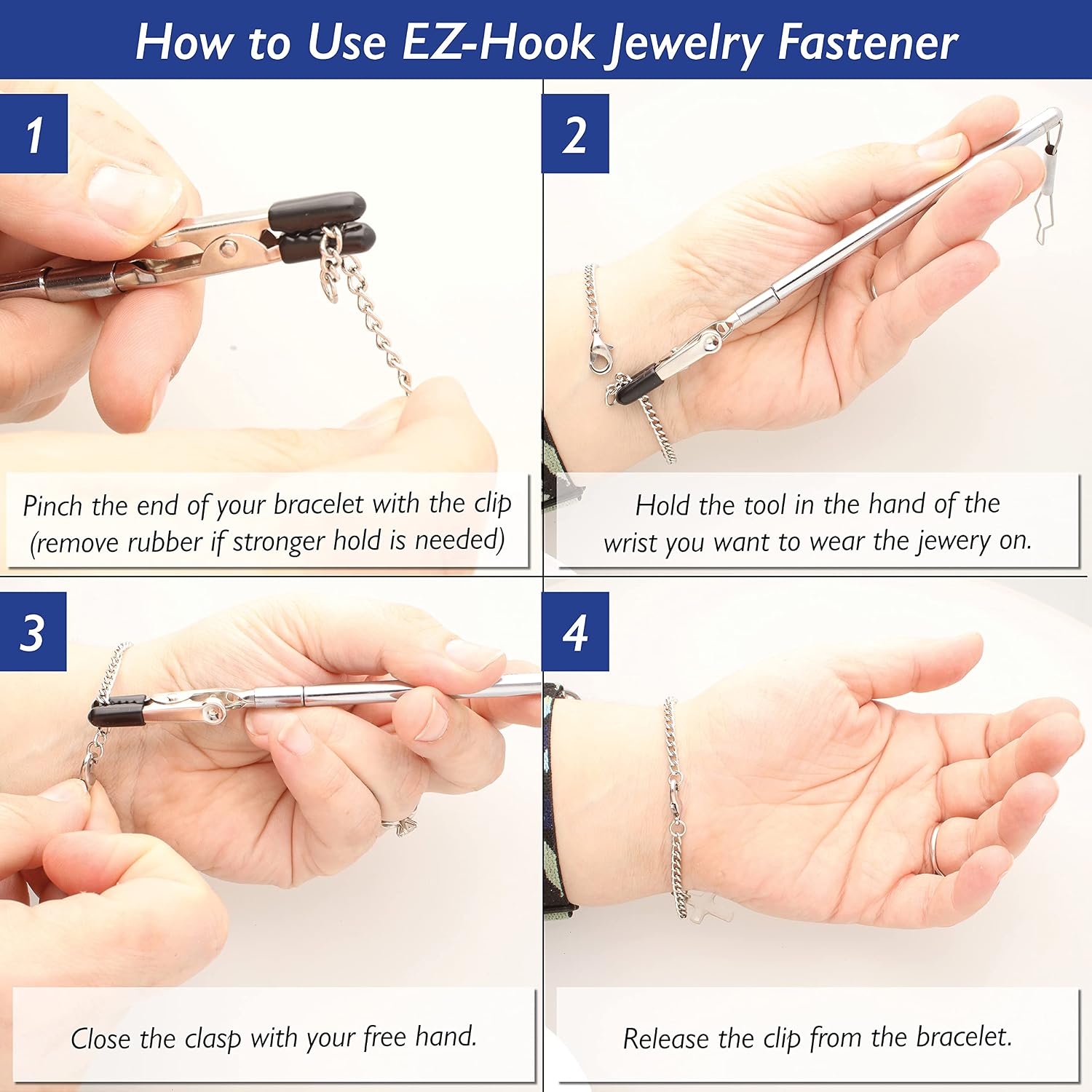 The Beadsmith EZ-Hook 3-in-1 Fastening Tool – Bracelet Fastener, Zipper Pull & Button Looper, Jewelry Aid for One-Handed Use, Ideal for Necklaces
