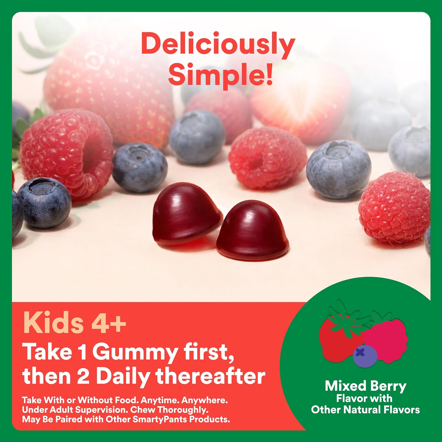 SmartyPants Kids Multivitamin Gummies and Fiber Supplement: Vitamin D3, C, Vitamin B12, B6, A, Zinc, Biotin, Inositol, Fiber Gummies, Three Fruit Flavors, 120 Count (30 Day Supply)