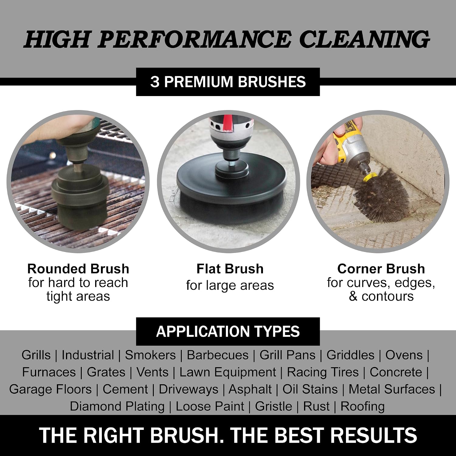 Drillbrush Drill Brush Attachment Set for Bathroom, Tile & Grout Cleaning | Power Scrubber Brush Kit for Bathtub & Shower - All-Purpose Household Cleaning Brushes for Drill - Electric Grout Cleaner Kit