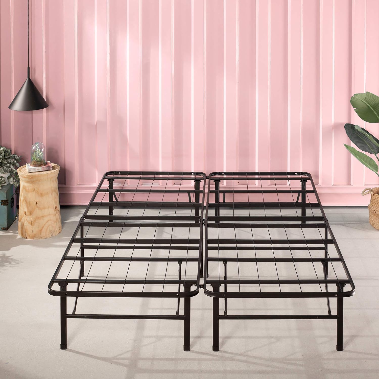 Zinus SmartBase Tool-Free Assembly Mattress Foundation, 14 Inch Metal Platform Bed Frame, No Box Spring Needed, Sturdy Steel Frame, Underbed Storage, Black, Queen