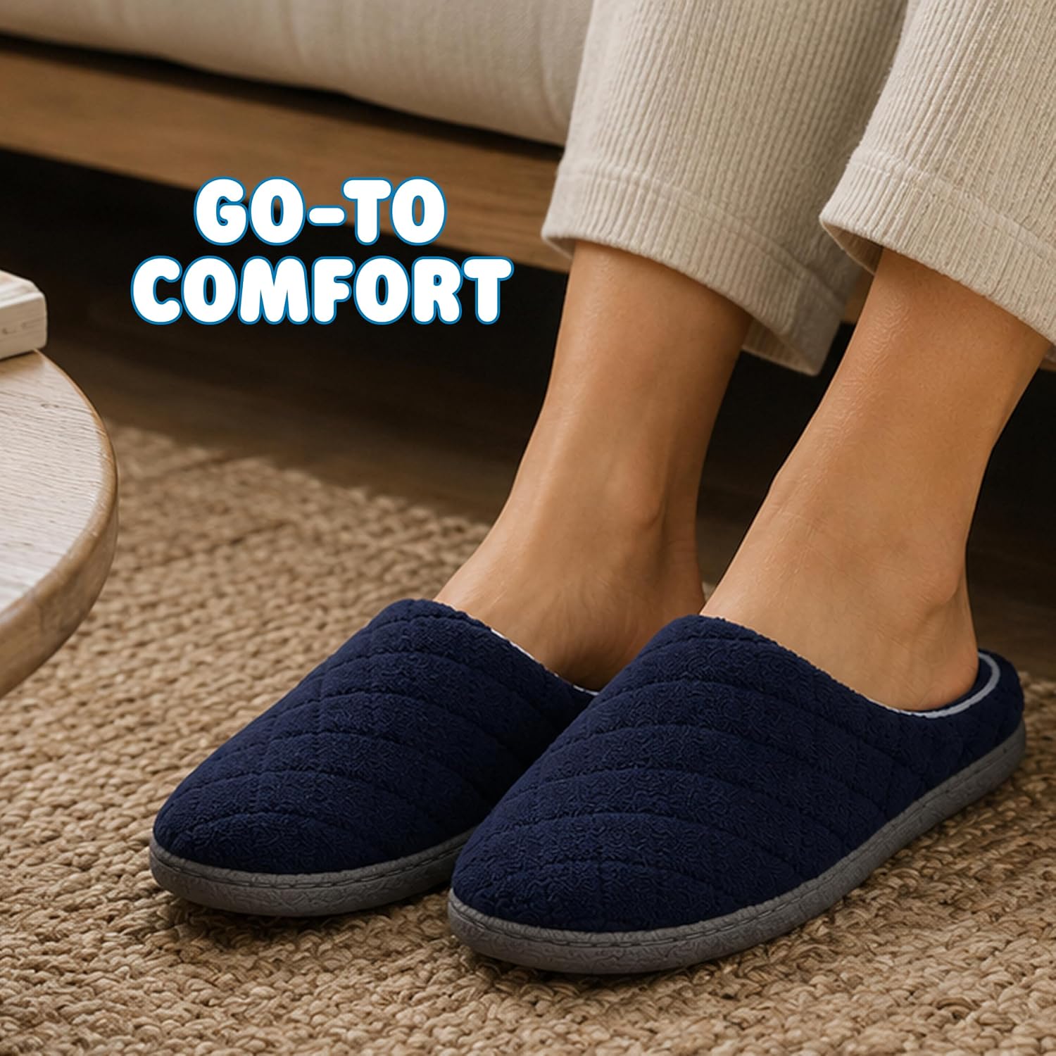 Leslie Terry Clog House Shoes with Memory Foam, Indoor Slippers with Wide Widths