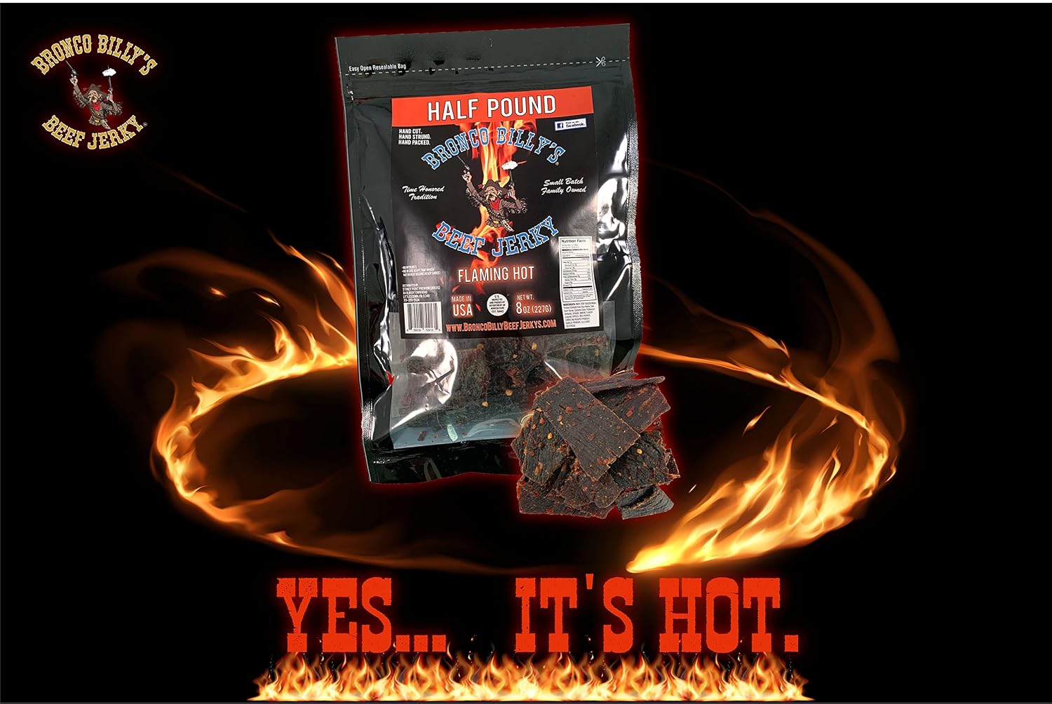 Bronco Billy's Beef Jerky Hickory Smoked Old Country Half Pound Resealable Bag