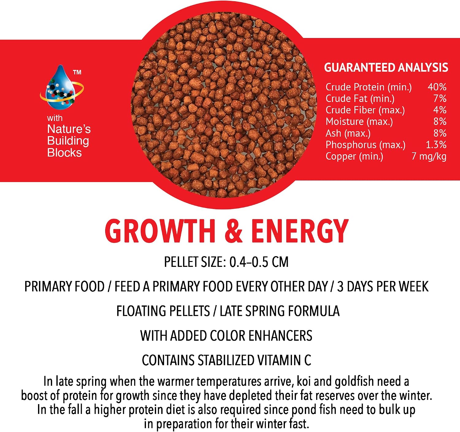 MICROBE-LIFT High Growth and Energy Floating Fish Food Pellets for Ponds, Water Gardens, and Fountains, Safe for Live Goldfish and Koi, 5.25 lbs