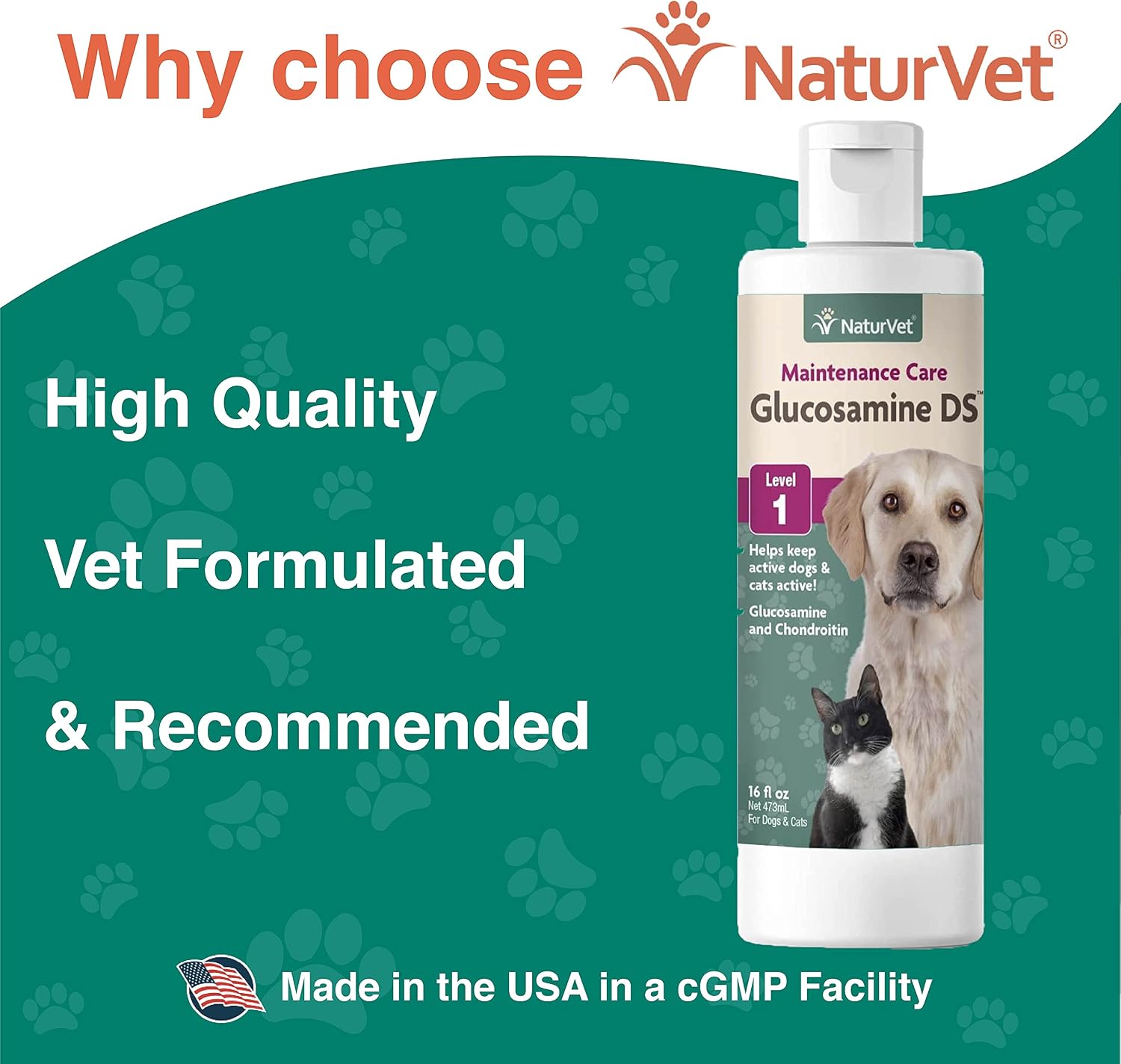 NaturVet – Glucosamine DS Plus - Level 2 Moderate Care – Supports Healthy Hip & Joint Function – Enhanced with Glucosamine, MSM & Chondroitin – for Dogs & Cats–70 Soft Chews