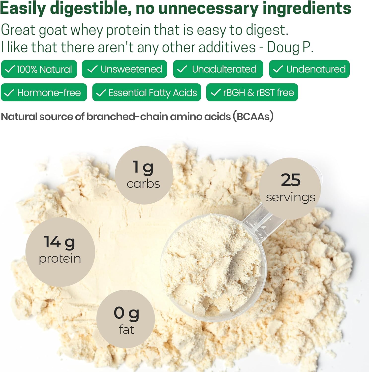 Z Natural Foods Goat Whey Protein Powder Concentrate - Pasture Raised, 1 lb